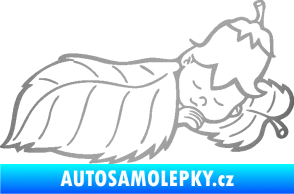 Samolepka Dítě v autě 107 pravá spinká na lístečku stříbrná metalíza