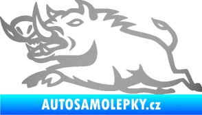 Samolepka Divoké prase 004 levá stříbrná metalíza