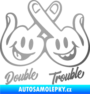 Samolepka Double trouble smajlíci f*ck stříbrná metalíza