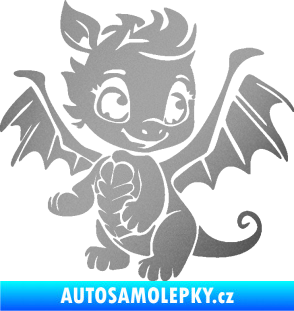 Samolepka Dragon 054 pravá roztomilý dráček stříbrná metalíza