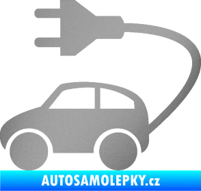 Samolepka Elektro auto 002 levá symbol zásuvka stříbrná metalíza
