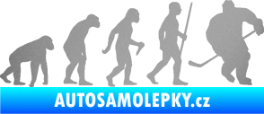 Samolepka Evoluce 003 hokej pravá stříbrná metalíza
