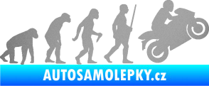 Samolepka Evoluce 004 pravá motorkář stříbrná metalíza
