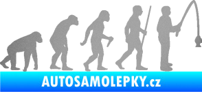 Samolepka Evoluce 005 rybář pravá stříbrná metalíza