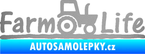 Samolepka Farm life nápis s traktorem stříbrná metalíza