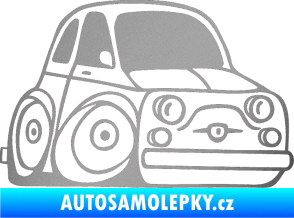 Samolepka Fiat 500 karikatura pravá stříbrná metalíza