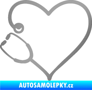 Samolepka Fonendoskop 002 levá  zdravotní sestřička stříbrná metalíza