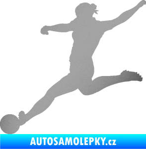Samolepka Fotbalistka 002 levá stříbrná metalíza