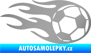 Samolepka Fotbalový míč 004 pravá v plamenech stříbrná metalíza