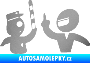 Samolepka Fuck the police 003 stříbrná metalíza