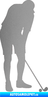 Samolepka Golfista 007 pravá stříbrná metalíza