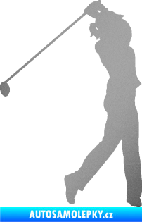 Samolepka Golfistka 013 pravá stříbrná metalíza