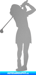 Samolepka Golfistka 014 levá stříbrná metalíza