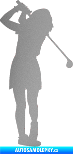 Samolepka Golfistka 014 pravá stříbrná metalíza