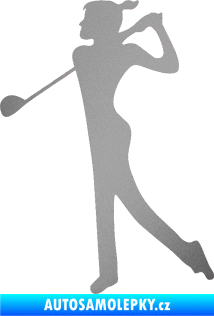 Samolepka Golfistka 016 levá stříbrná metalíza