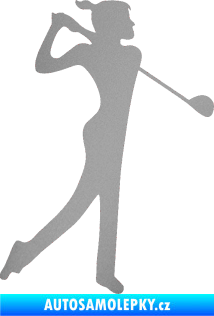Samolepka Golfistka 016 pravá stříbrná metalíza