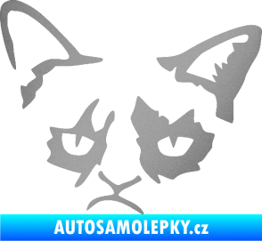 Samolepka Grumpy cat 001 levá stříbrná metalíza
