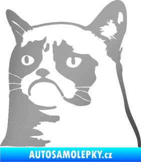 Samolepka Grumpy cat 002 levá stříbrná metalíza