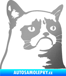 Samolepka Grumpy cat 002 pravá stříbrná metalíza