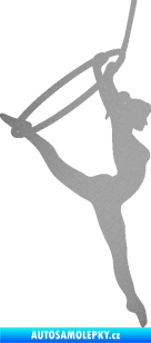 Samolepka Gymnastka 004 pravá cvičení s kruhem stříbrná metalíza