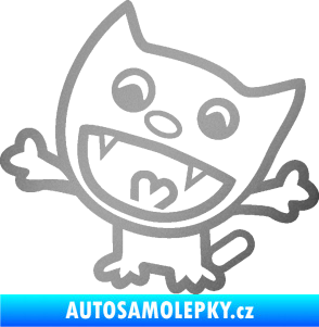 Samolepka Happy cat 001 levá stříbrná metalíza