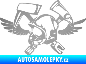Samolepka Hasič 011 levá helma stříbrná metalíza