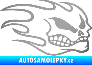 Samolepka Head - lebka- pravá stříbrná metalíza