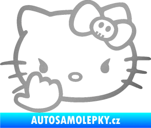 Samolepka Hello Kitty fuck stříbrná metalíza