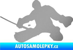 Samolepka Hokejista 015 levá brankář stříbrná metalíza