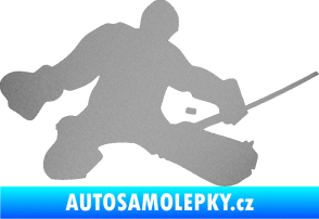 Samolepka Hokejista 015 pravá brankář stříbrná metalíza