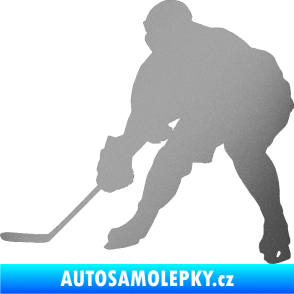 Samolepka Hokejista 016 levá stříbrná metalíza