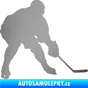Samolepka Hokejista 016 pravá stříbrná metalíza