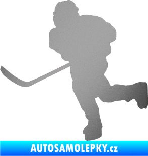 Samolepka Hokejista 017 levá stříbrná metalíza