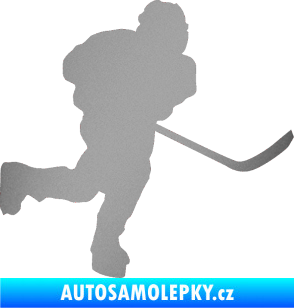 Samolepka Hokejista 017 pravá stříbrná metalíza
