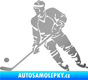 Samolepka Hokejista 027 levá stříbrná metalíza