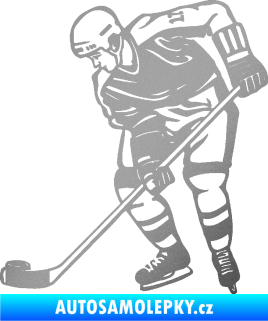 Samolepka Hokejista 029 levá stříbrná metalíza