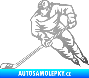 Samolepka Hokejista 030 levá stříbrná metalíza