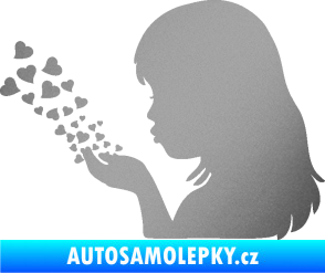 Samolepka Holčička se srdíčky levá stříbrná metalíza