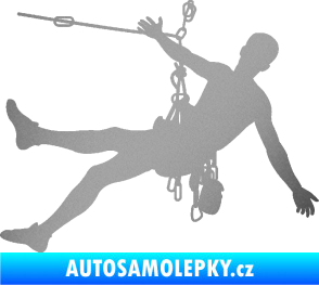 Samolepka Horolezec 002 pravá stříbrná metalíza