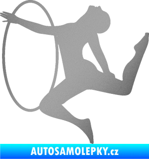 Samolepka Hula Hop 002 levá gymnastka s obručí stříbrná metalíza