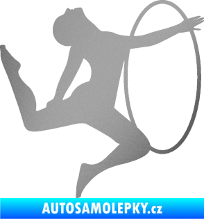 Samolepka Hula Hop 002 pravá gymnastka s obručí stříbrná metalíza