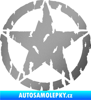 Samolepka Hvězda Army 010 potrhaná stříbrná metalíza