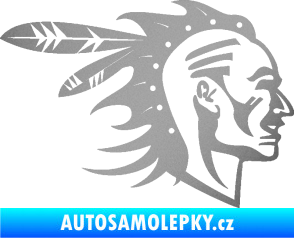 Samolepka Indián 003 pravá stříbrná metalíza