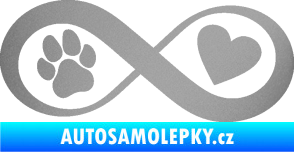Samolepka Infinity 002 srdce a tlapka pravá stříbrná metalíza