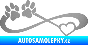 Samolepka Infinity 003 pravá srdce a tlapky stříbrná metalíza