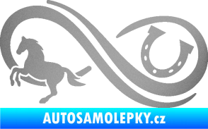 Samolepka Infinity 005 levá koník s podkovou stříbrná metalíza