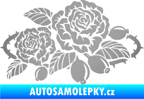Samolepka Interiér 004 pravá růže šípková stříbrná metalíza