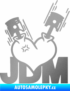 Samolepka JDM heart  stříbrná metalíza