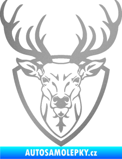 Samolepka Jelen trofej 002 stříbrná metalíza