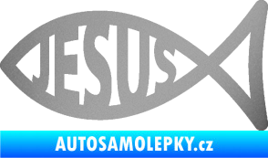 Samolepka Jesus rybička 003 křesťanský symbol stříbrná metalíza